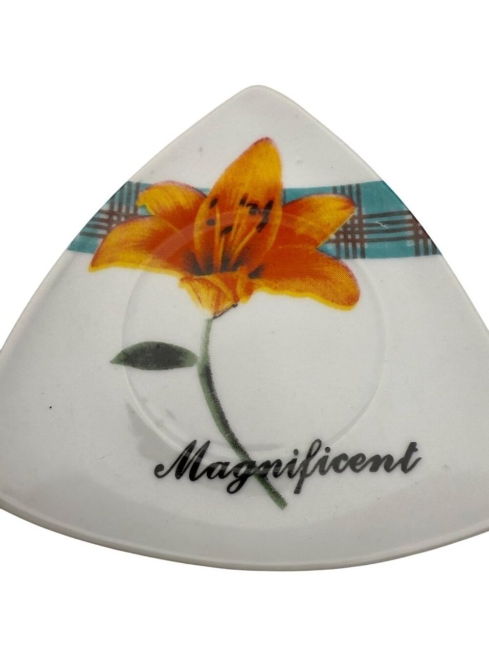 Italian Style Triangular Coasters Orange Lily Design Galaxy Porcellana  Set Of 5